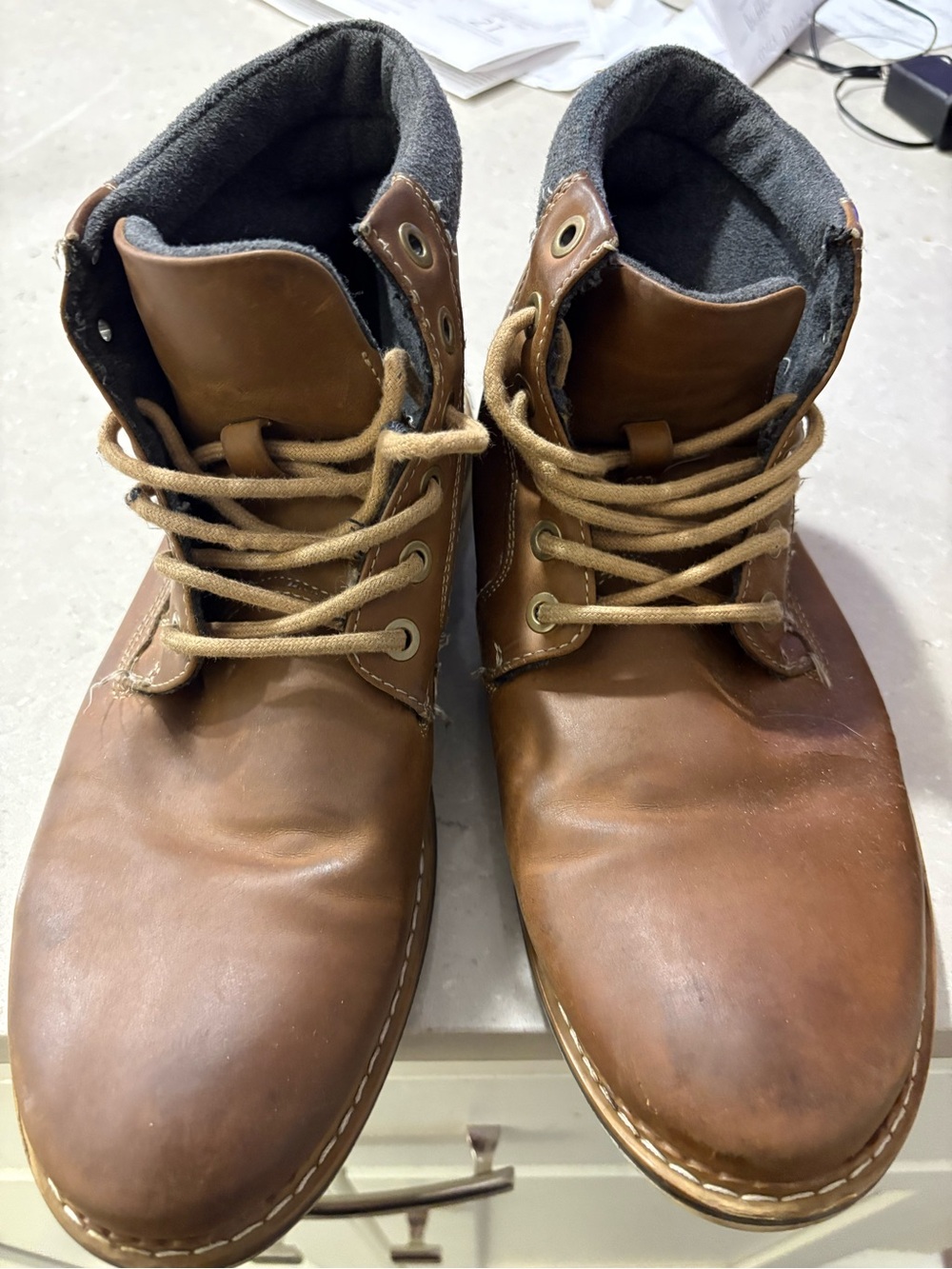 Men's Brown Leather Lace-Up Boots